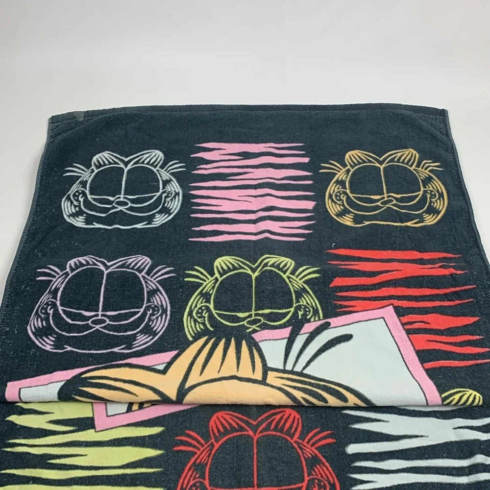 Vintage 1978 Garfield Bath Beach Towel Large Garfield graphic 100% Cotton Retro